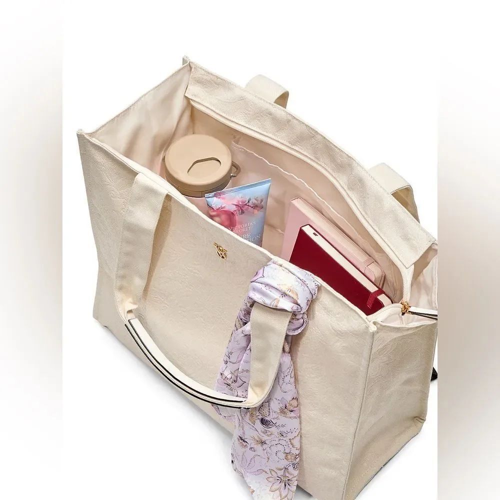 NEW! VICTORIA'S SECRET Floral-Embossed Tote Bag